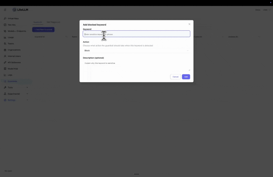 Add blocked keywords
